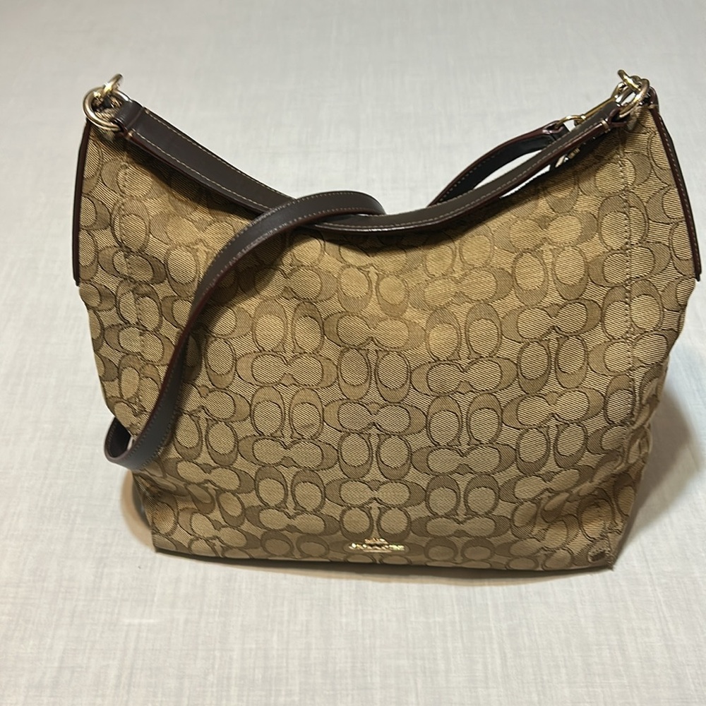 Coach Tan and Brown Signature Shoulder Bag/Crossbody Bag - Picture 5 of 7